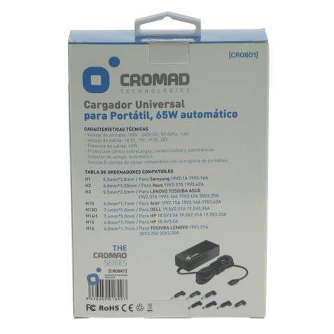 CARGADOR UNIVERSAL AUTOMÁTICO 65W CROMAD - Imagen 6