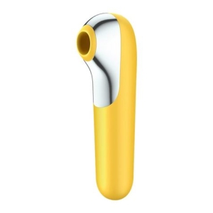 VIBRADOR Y SUCCIONADOR CON AIRE PULSADO AMARILLO SATISFYER DUAL LOVE