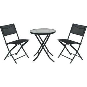 CONJUNTO DE TERRAZA PLEGABLE 2 SILLAS + MESA CITY NEGRO