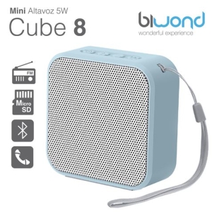 MINI ALTAVOZ BLUETOOTH 5W CUBE 8 AZUL BIWOND