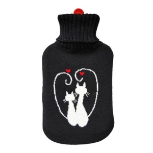 BOLSA DE AGUA NEGRA MODELO GATOS ENAMORADOS 2L