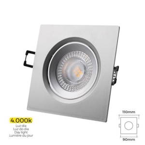 DOWNLIGHT LED EMPOTRABLE 5W 380 LUMEN 4.000K CUADRADO MARCO CROMO EDM