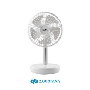 VENTILADOR SOBREMESA RECARGABLE BLANCO 5W | ASPAS 17CM EDM