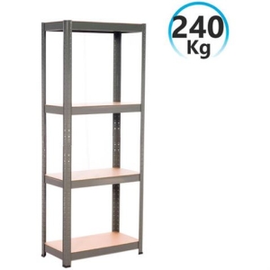 ESTANTERIA GRIS 4 BALDAS AJUSTABLES 60KG 148X60X30CM