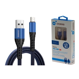 CABLE HQ USB A MICRO USB 1 METRO 3A AZUL CROMAD