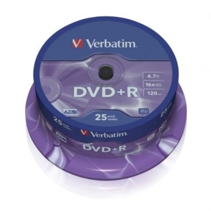 TARRINA 25 UNIDADES DVD+R VERBATIM 16X ADVANCED