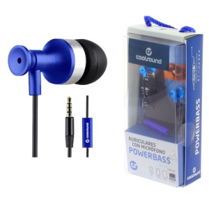 AURICULAR + MICROFONO POWERBASS AZUL COOLSOUND