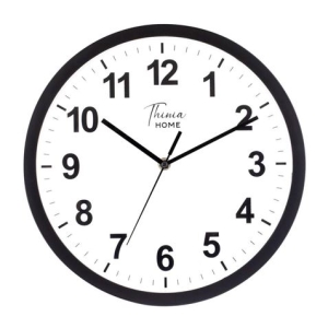 RELOJ DE PARED NEGRO ESFERA BLANCA