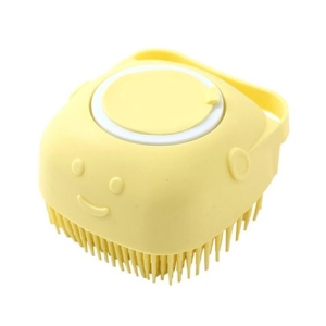 CEPILLO DISPENSADOR CHAMPU MASCOTAS AMARILLO