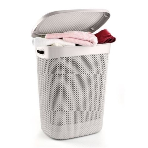 CESTA RESINA RECTANGULAR CON ASAS 52 LITROS BLANCA