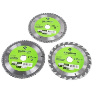 PACK 3 DISCOS CORTE MADERA PARA SIERRAS 210MM. SAURIUM