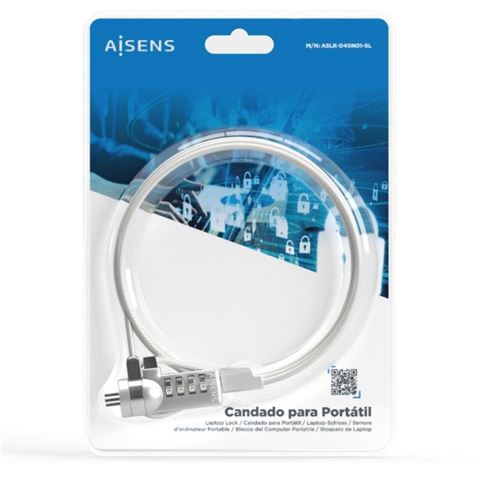 CABLE DE SEGURIDAD PARA PORTATILES AISENS ASLK-D40N01-SL 1.5 METROS - Imagen 2