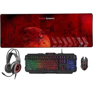 PACK GAMING MCPRGB2 TECLADO+RATON+ALFOMBRILLA+AURICULARES MARS GAMING