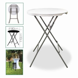 MESA PLEGABLE COCTEL REDONDA BLANCO 80XH110CM