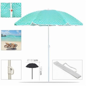 SOMBRILLA PLAYA ZIGZAG TURQUESA UV DIÁMETRO 180CM