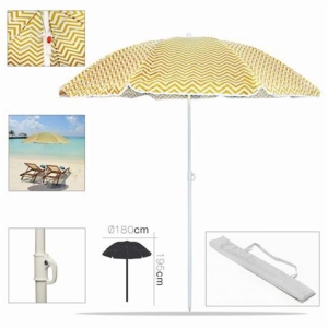 SOMBRILLA PLAYA ZIGZAG AMARILLA UV DIÁMETRO 180CM