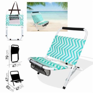 SILLA DE PLAYA ZIGZAG TURQUESA 62X47XH47CM