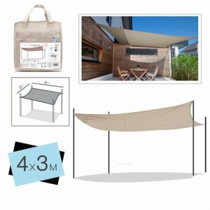 TOLDO RECTANGULAR 3X4 METROS BEIGE + BOLSA
