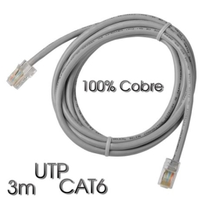 CABLE DE RED UTP CAT 6 3M GRIS CLARO 100% COBRE CROMAD