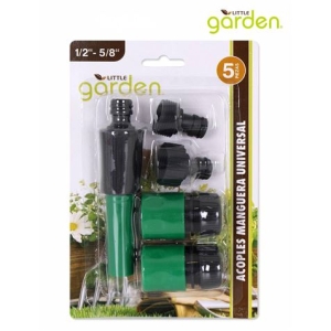 SET 5 ACOPLES PARA MANGUERA 1/2 - 5/8 LITTLE GARDEN