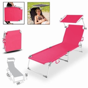 TUMBONA DE PLAYA PLEGABLE CON PARASOL FUCSIA URBAN LIVING
