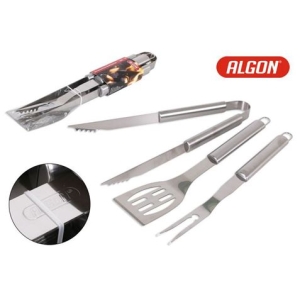 SET 3 ACCESORIOS BARBACOA SILVER ALGON