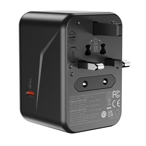 ADAPTADOR UNIVERSAL DE VIAJE 65W 3 X TIPO C + 2 X USB XO - Imagen 3