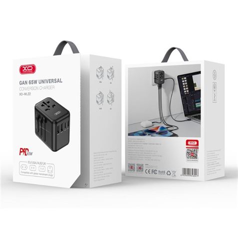 ADAPTADOR UNIVERSAL DE VIAJE 65W 3 X TIPO C + 2 X USB XO - Imagen 4