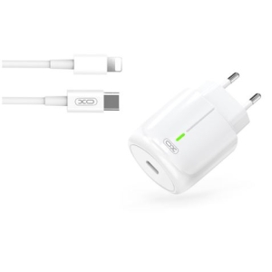 CARGADOR DE CORRIENTE L113 20W TIPO C + CABLE LIGHTNING XO BLANCO