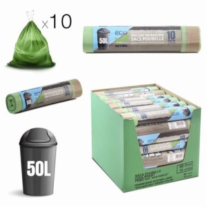 PACK 10 BOLSAS DE BASURA 50 LITROS ECONATURA VERDE