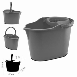 CUBO OVALADO 15 LITROS GRIS CON ESCURRIDOR