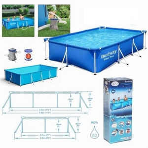 PISCINA RECTANGULAR + BOMBA STEEL PRO 300X201X66 BESTWAY