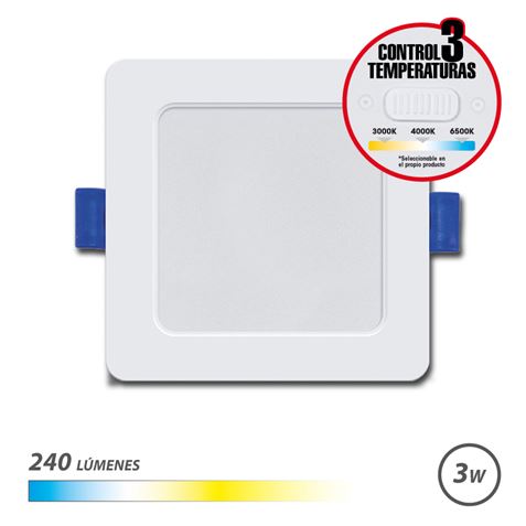 DOWNLIGHT CUADRADO 3W | 240LM | SELECTOR 3 TEMPERATURAS ELBAT