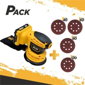 PACK LIJADORA ROTORBITAL 125MM 20V 2AH + JUEGO DE 40 LIJAS BLIM