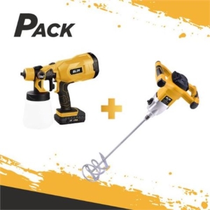 PACK MEZCLADOR ELECTRICO 1500W + PISTOLA PINTAR 20V 2AH BLIM
