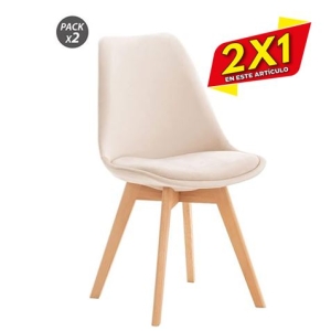 PACK 2 SILLAS DESIGN D400 TELA BEIGE MUVIP (2 X 1)