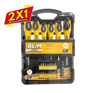 JUEGO 32 PIEZAS DESTORNILLADORES Y PUNTAS BLIM (2 X 1)