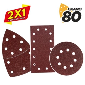 SET DE 9 LIJAS GRANO 80 PARA LIJADORA MODELO BL0151 (2 X 1)