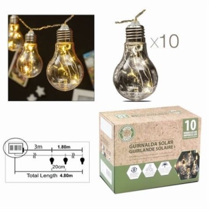 GIRNALDA SOLAR 10 LED CON ESTILO BOMBILLA