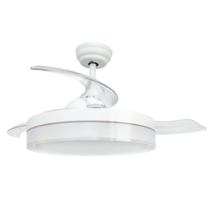 VENTILADOR DE TECHO CON LUZ Y ASPAS RETRACTILES BLANCO JOCCA
