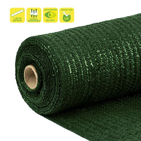 MALLA DE SOMBREO VERDE OSCURO 1.5X10 METROS SUNGARDEN