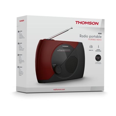 RADIO FM PORTATIL GRANATE/NEGRO RT353 THOMSON - Imagen 2