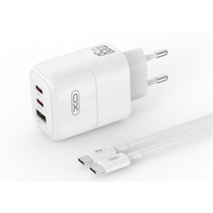 CARGADOR 2X TIPO C + USB 65W CARGA RAPIDA + CABLE TIPO C XOL139 XO