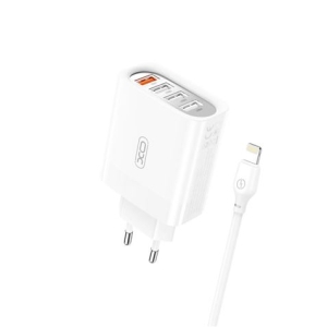 CARGADOR DE CORRIENTE L100 4XUSB + CABLE 2.4A LIGHTNING XO