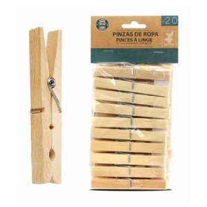 PACK 20 PINZAS DE ROPA BAMBU
