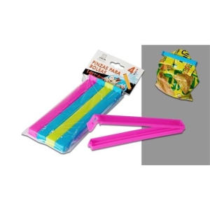 PACK 4 PINZAS DE CIERRE PLASTICO PARA BOLSAS 14CM