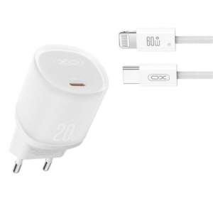 CARGADOR RAPIDO USB-C 20W CON CABLE LIGHHTNING L143 BLANCO XO