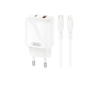 CARGADOR USB+USB-C 20W L158 CON CABLE LIGHTNING BLANCO XO