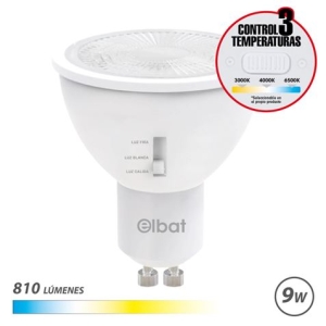 BOMBILLA LED GU10 | 9W | 810LM | LUZ CALIDA/BLANCA/FRIA | ELBAT
