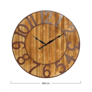 RELOJ DE PARED VINTAGE MADERA OSCURA 80CM